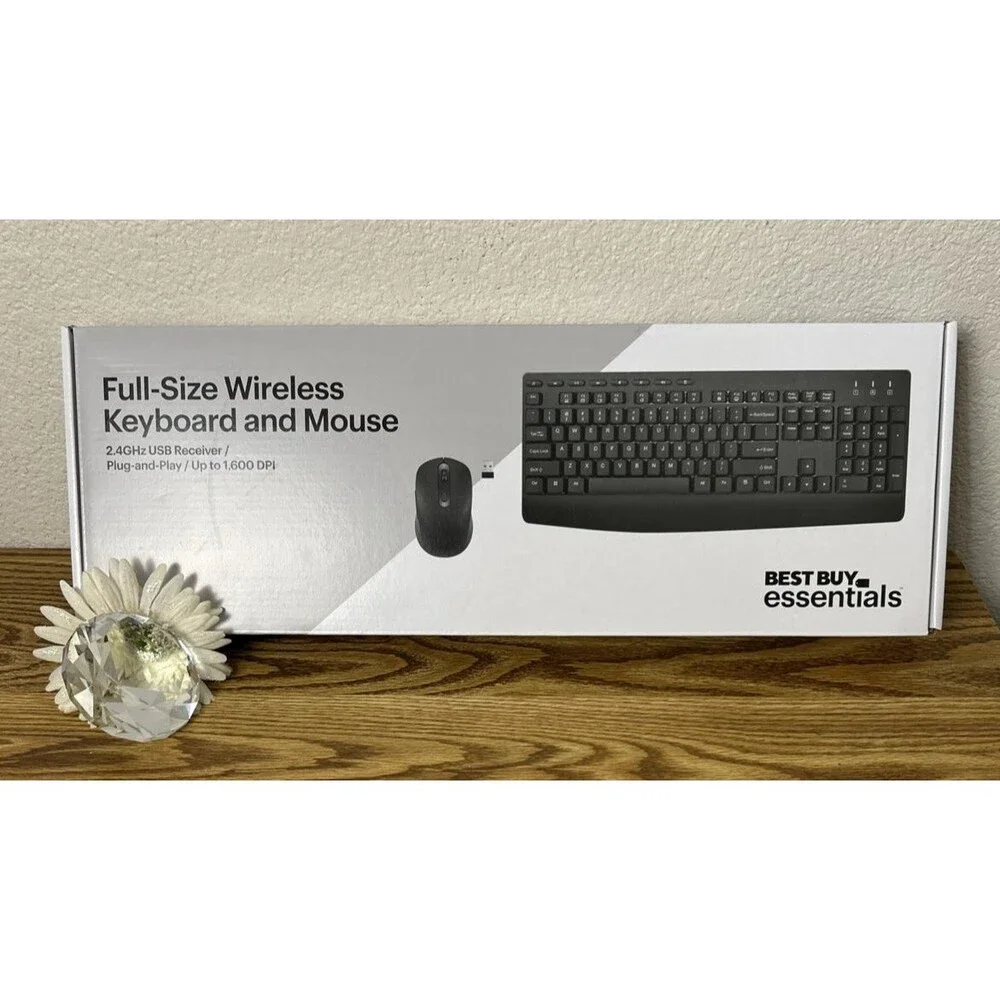 Best Buy Essentials Wireless Keyboard Mouse Nano USB Receiver Lightly Used